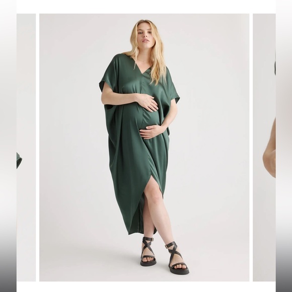 Quince Maternity Silk Dress W/O Belt - Picture 2 of 5